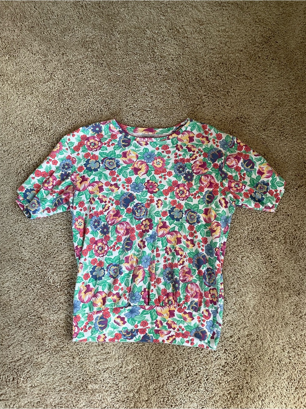 Floral Short Sleeve Top - Multicolor